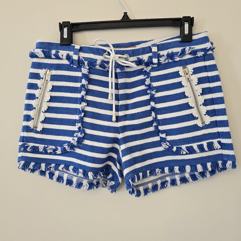 Stripe Shorts With Lace Detailing